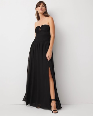 Chiffon Pleated Strapless Gown | White House Black Market